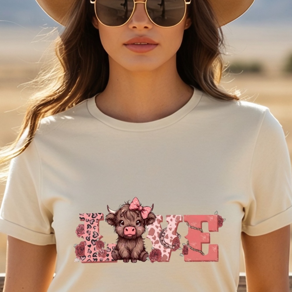 Love West Highland Cow Adorable: Valentine’s Day T-shirt sand 2XL- 3XL new tee